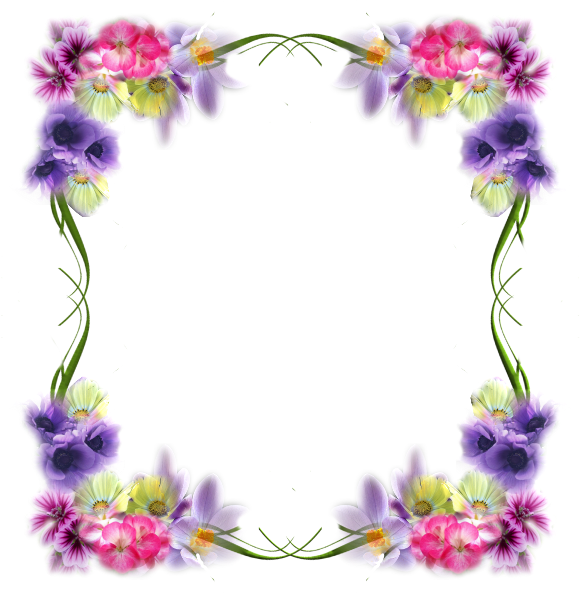 Picture Frames, Art Flowers, Backgrounds, Corner, Picture - Cadre Photo Fleur Mauve (1200x1200)