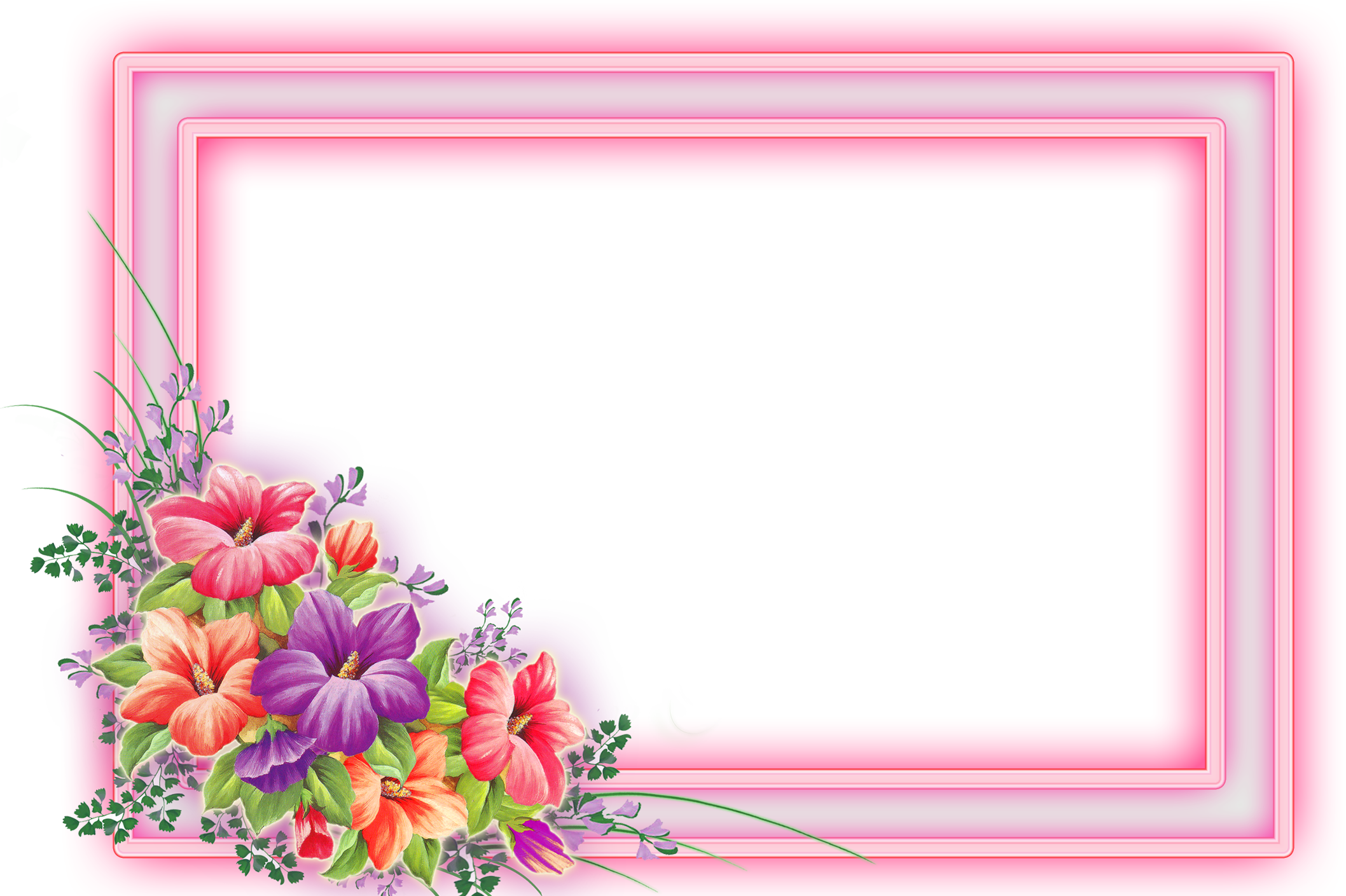 Png Frame With Flowers On A Transparent Background - Moldura Floral Png (2116x1409)