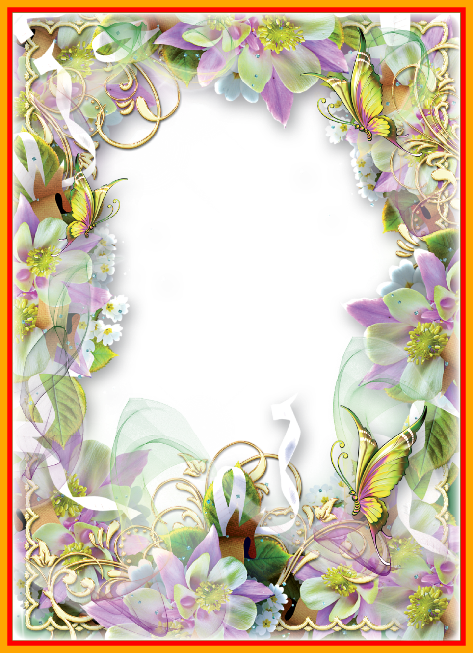 Butterfly Images Butterfly Images With Transparent - Butterflies Spring Flower Borders Clip Art (964x1330)