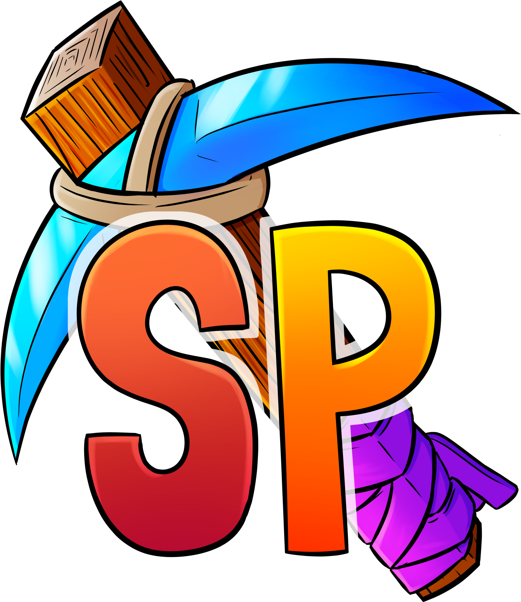 Server Icon With A Diamond Pickaxe And "sp" - Server Icon With A Diamond Pickaxe And "sp" (2000x2000)