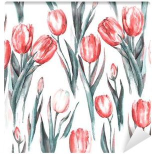 Hand-drawn Watercolor Seamless Pattern With Red And - Watercolor Painting (400x400)
