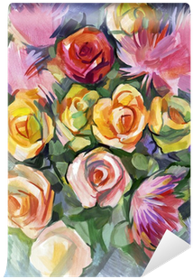 Still Life A Bouquet Of Flowers - Kharlamova Lv 'bouquet Of Flowers' Canvas Gallery Wrap, (400x400)