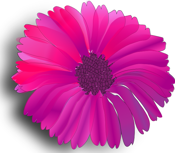 Free Vector Pink Flower Clip Art - Pink Flower Clip Art (600x522)