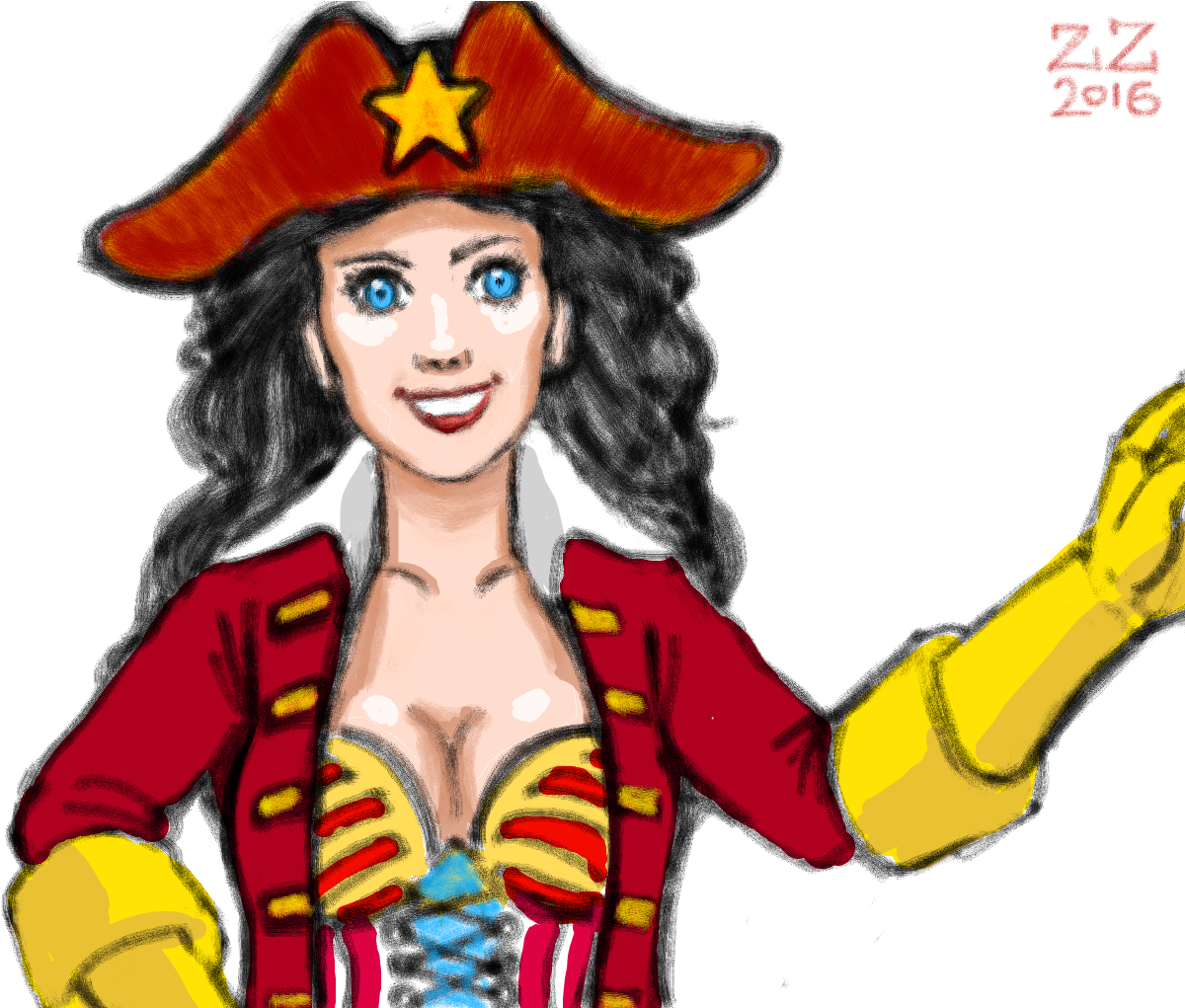Draw Wonder Woman As A Pirate By Zenzmurfy - Cartoon (1350x1020)
