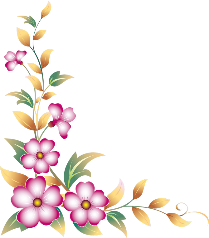 Flower Corner Border Clip Art - Flower Corner Border Design Png (670x763)