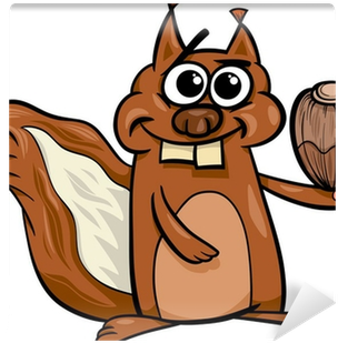 Squirrel With Nut Cartoon Illustration Wall Mural • - Cartoon (400x400)