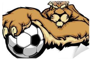 Cougar Mascot With Soccer Ball Vector Illustration - Tiger Vector Football (400x400)