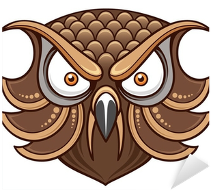 Vector Illustration Of Cartoon Owl Head Sticker • Pixers® - Owl Head Cartoon (400x400)