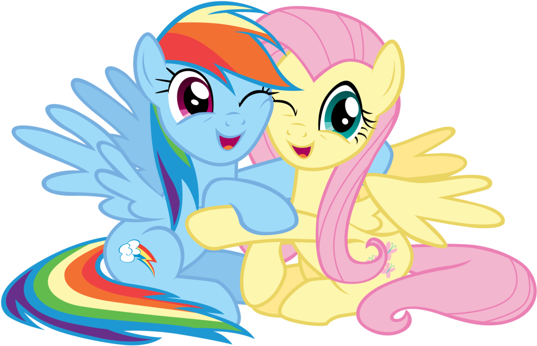 Rainbow Dash And Fluttershy Hugging By Tardifice - Rainbow Dash And Fluttershy (1119x714)