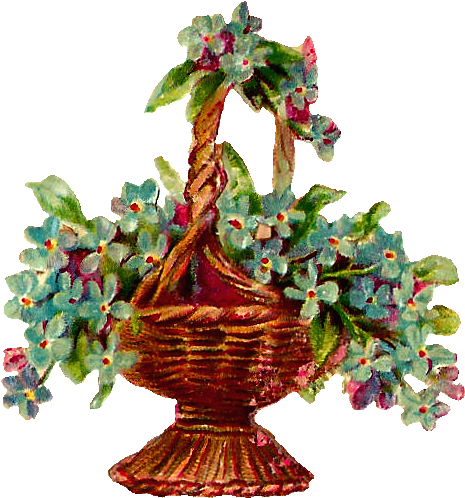 Flower Basket Pictures For Drawing - Vintage Flower Basket Clip (605x595)