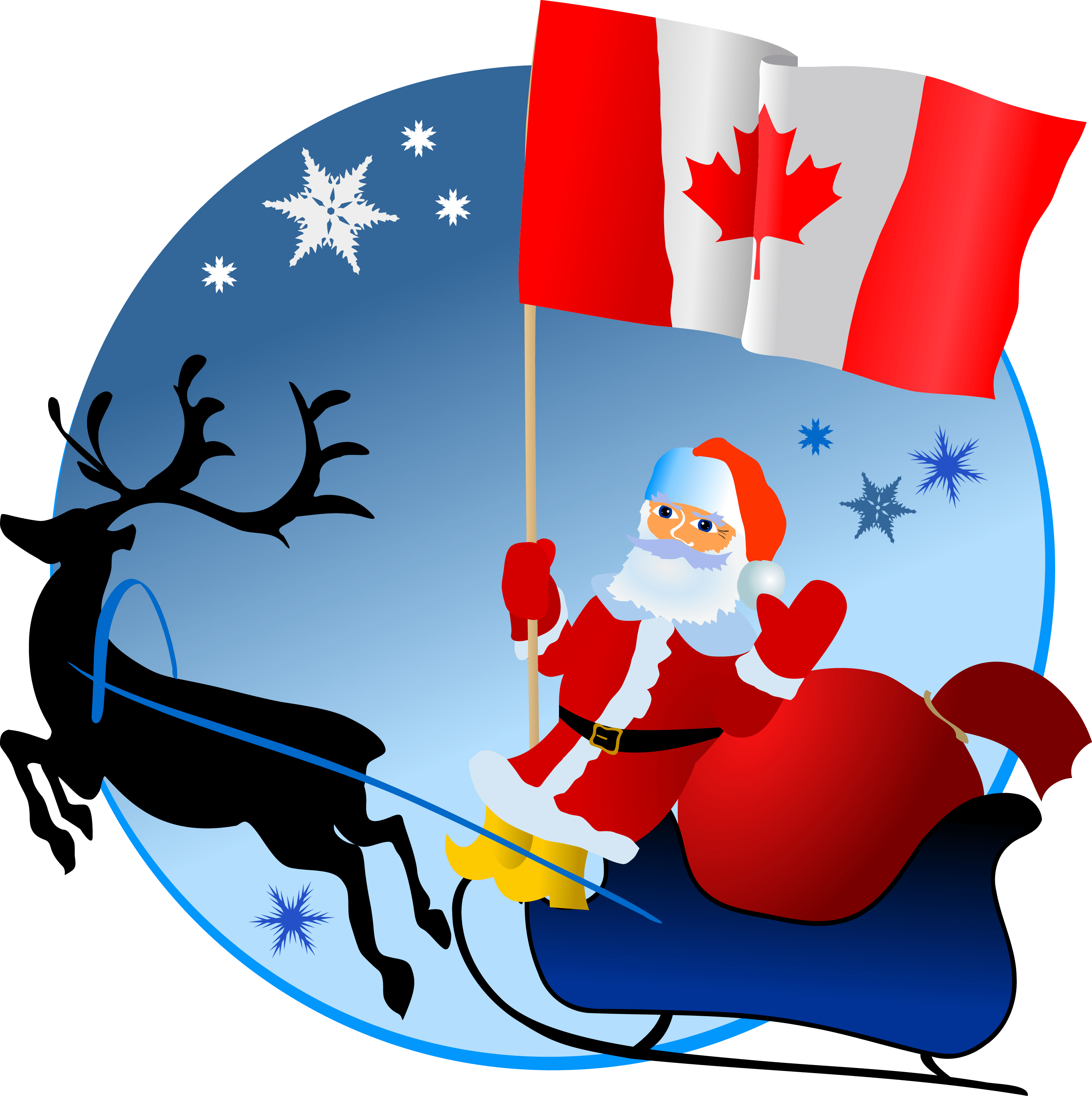 Santa With Canadian Flag - Merry Christmas (3200x3213)