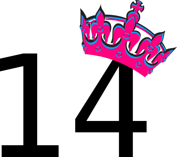 Pink Tilted Tiara And Number 14 Clip Art - 13 Clipart (600x531)