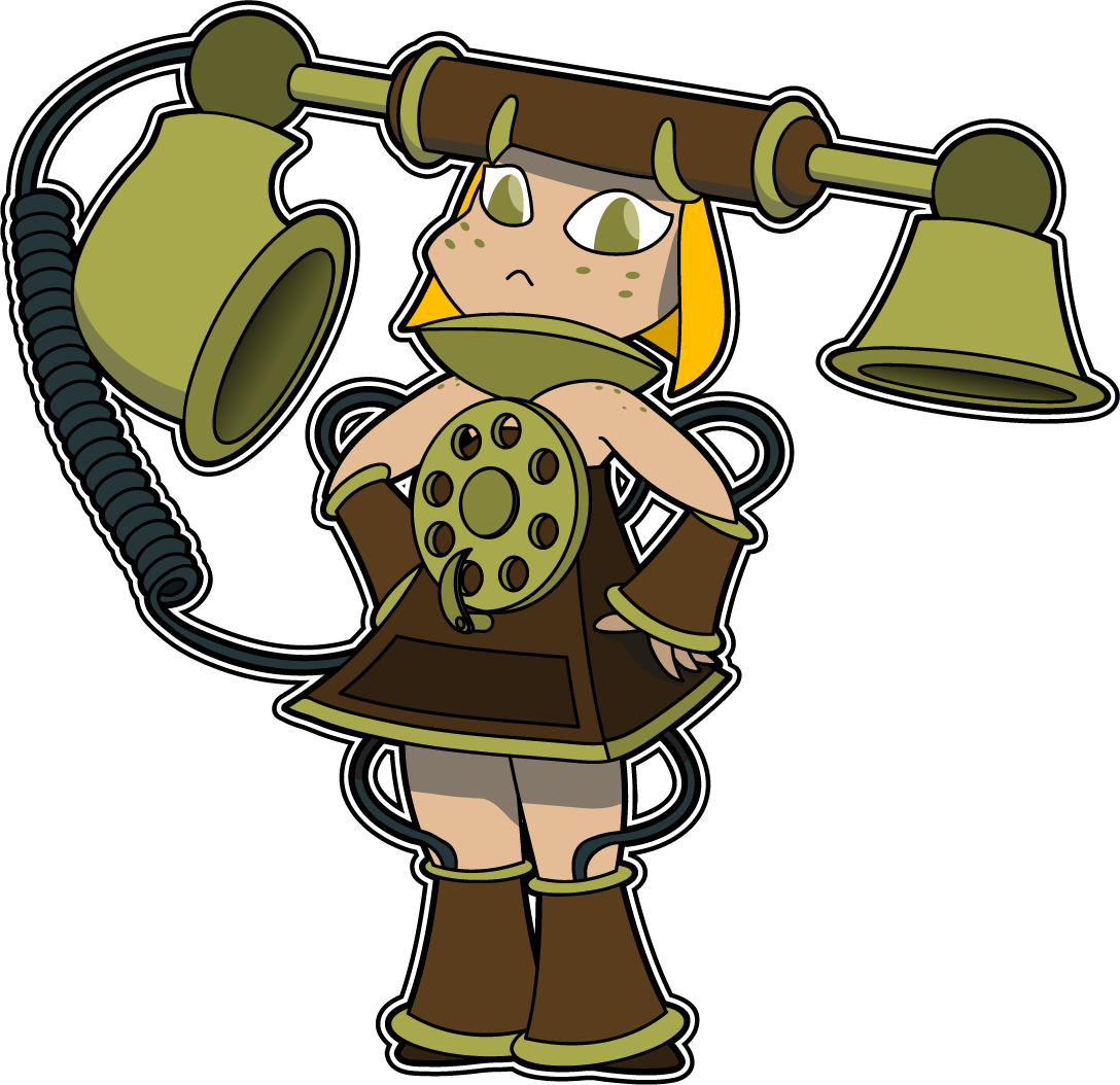 Antique Phone Girl By Sageroot Antique Phone Girl By - Cartoon (1088x1054)