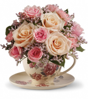 Victorian Teacup Bouquet - Teleflora's Victorian Teacup Bouquet - Flowers (445x390)