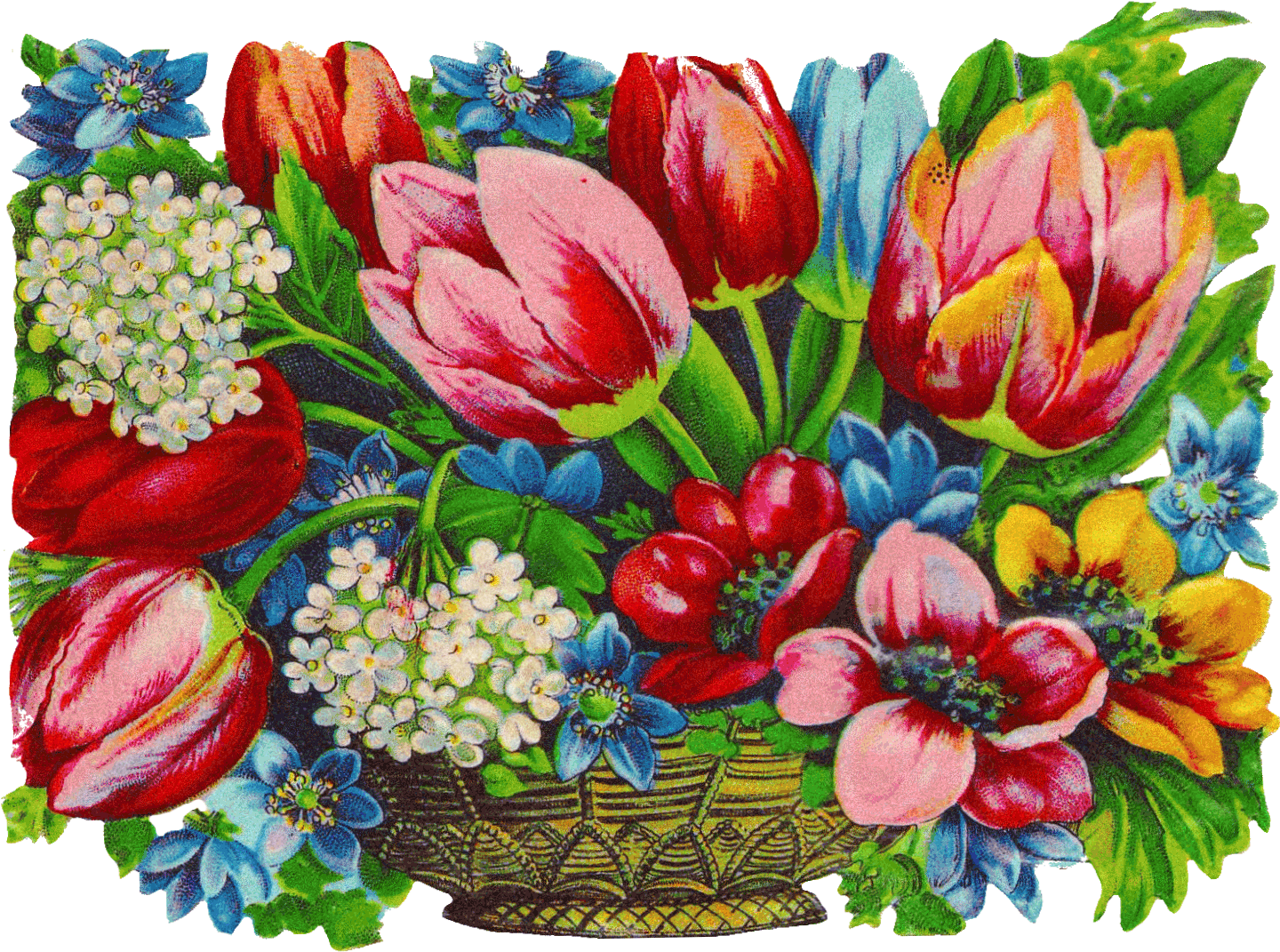 Victorian Flowers Basket Sticker - Tulip (1528x1171)