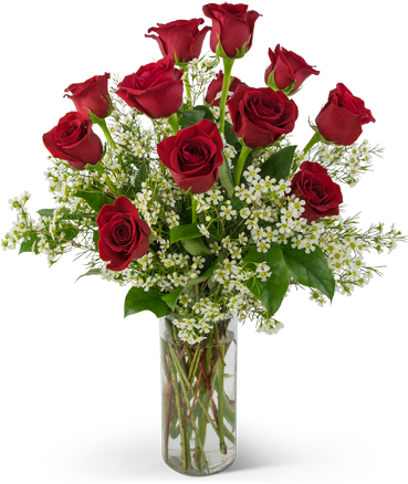 Swoon Over Me Dozen Red Roses - 1 2 Dozen Roses In Vase (368x460)