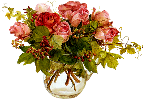 Roses In Vase - Ruszające Się Obrazki Kwiaty (500x396)
