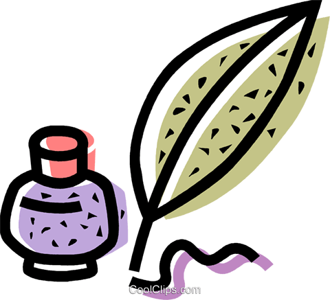 Ink Well And A Feather Pen Royalty Free Vector Clip - Ink Well And A Feather Pen Royalty Free Vector Clip (480x437)