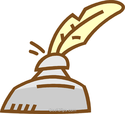 Feather Pen, Ink Well Royalty Free Vector Clip Art - Feather Pen, Ink Well Royalty Free Vector Clip Art (480x437)