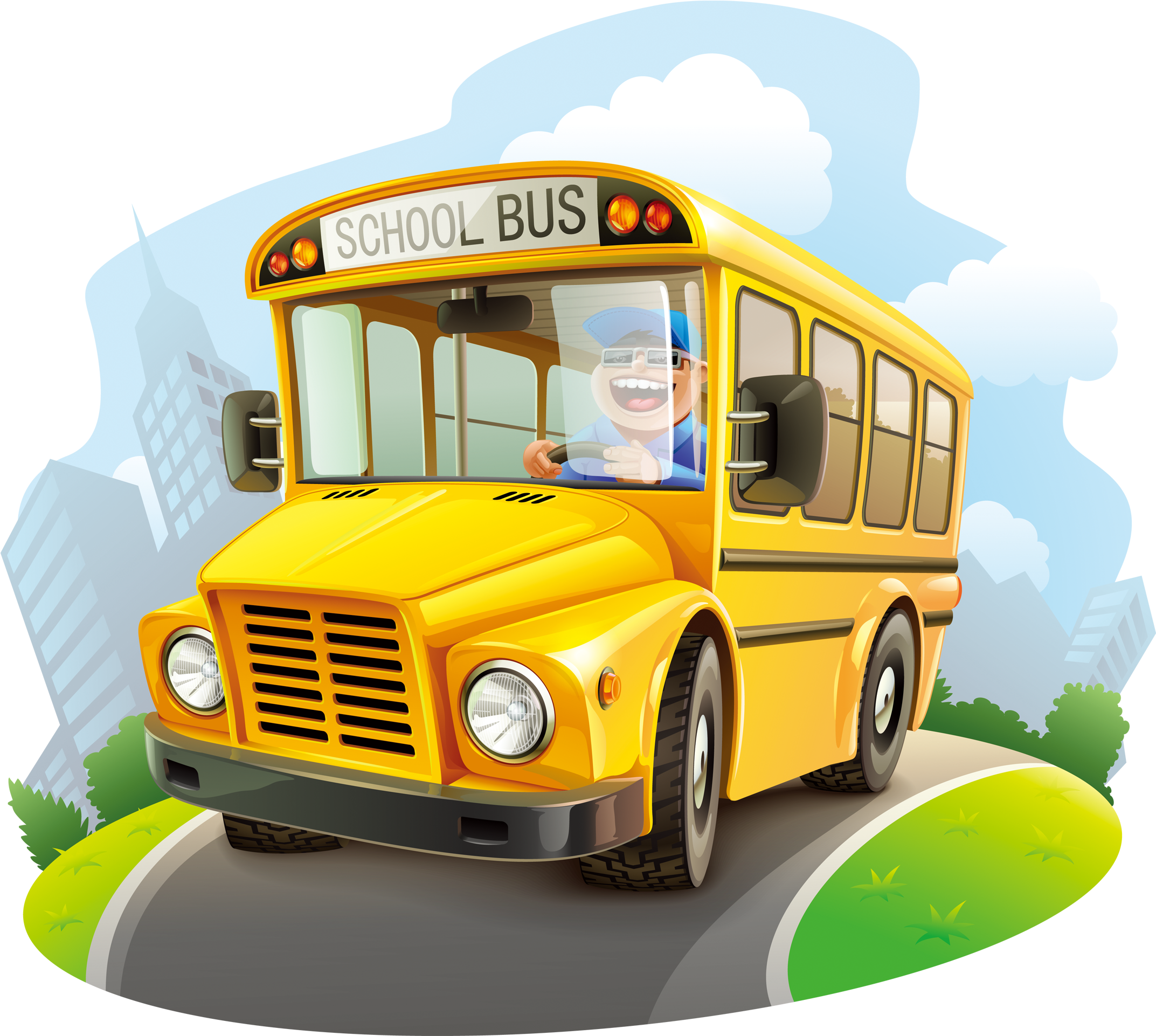 School Bus Cartoon Illustration - School Bus Vector Png (2362x2362)