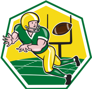 American Football Wide Receiver Catching Ball Cartoon (500x300)