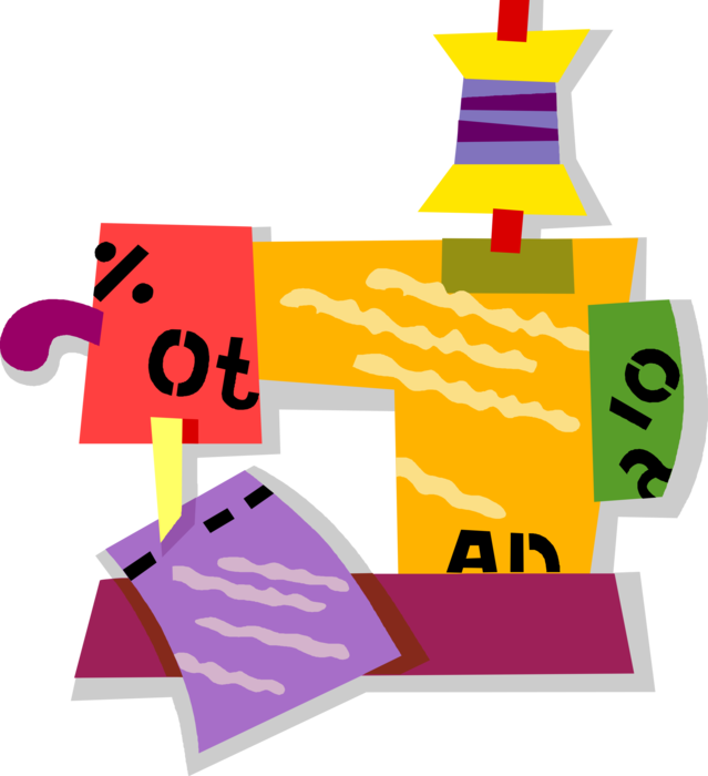 Vector Illustration Of Home Sewing Machine For Stitching - Vector Illustration Of Home Sewing Machine For Stitching (639x700)