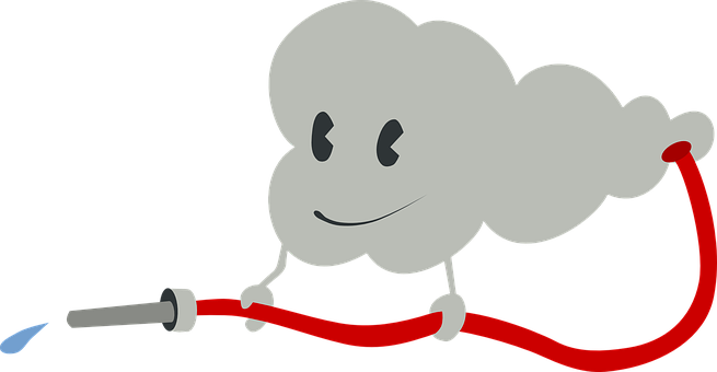 Firefighter Cloud Hose Water Firefighters - Manguera De Bombero Png (655x340)