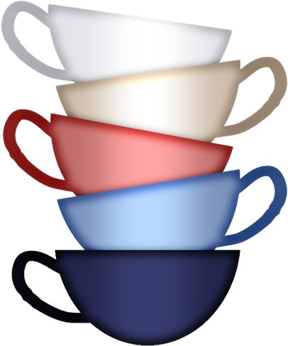 Stacked Tea Cups Png (418x500)