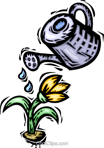 Watering A Flower Royalty Free Vector Clip Art Illustration - Horticulture Clip Art (337x480)