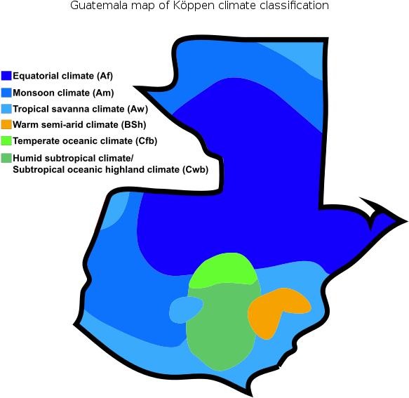 Guatemala Map Of Köppen Climate Classification - Guatemala Geography Climate (600x600)