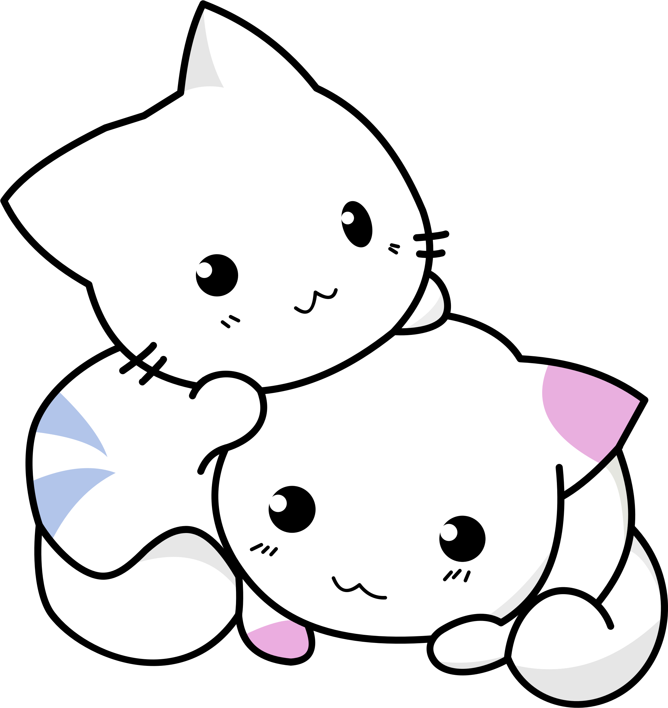 Cute Kittens Playing - Cute Cats Coloring Pages (2219x2351)