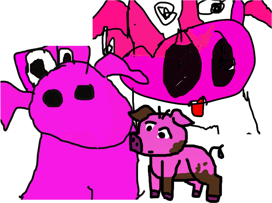 3 Little Demented Pigs By Bluepaintu - Drawing (1024x768)