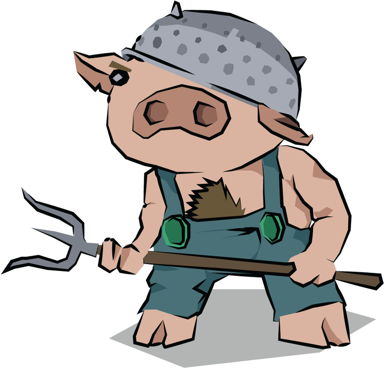 Three Little Pigs Character Designs - Redneck With A Gun Cartoon (905x828)
