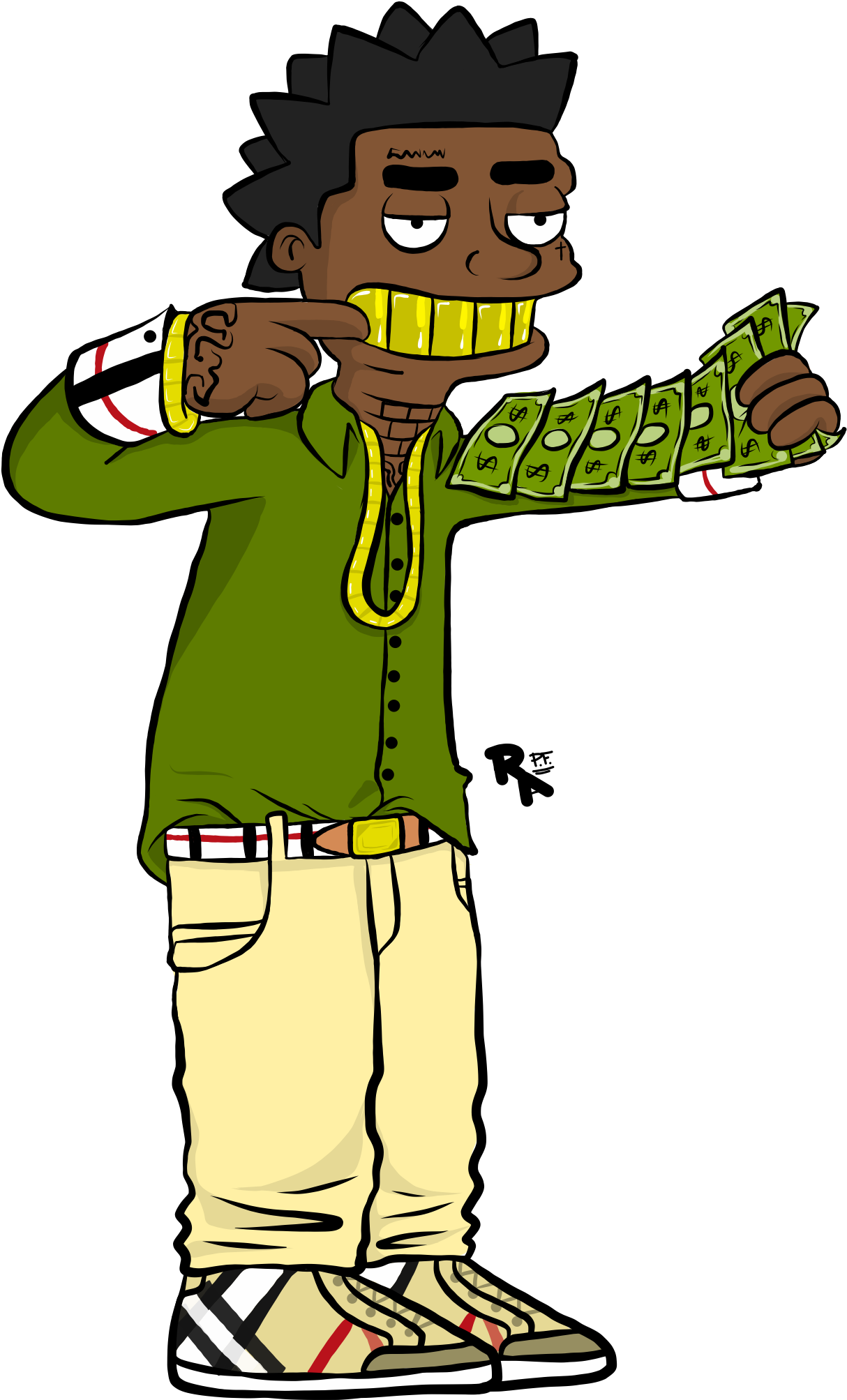 Kodak Black Dollaz & Grillz Tee - Kodak Black Cartoon (1536x2048)