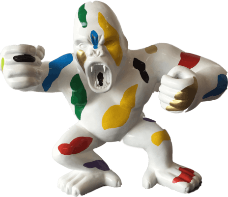 King Kong Xl En Résine De Couleur Zèbre Multicolore - Gorilla (648x648)