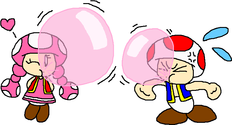 Chibi Toad And Toadette Bubble Gum By Pokegirlrules - Cartoon (787x420)
