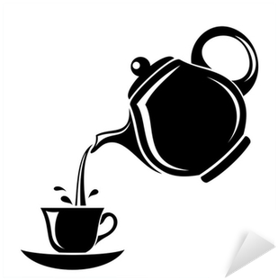 Sticker Silhouette Noire De Théière Et Tasse - Tea Silhouette (400x400)