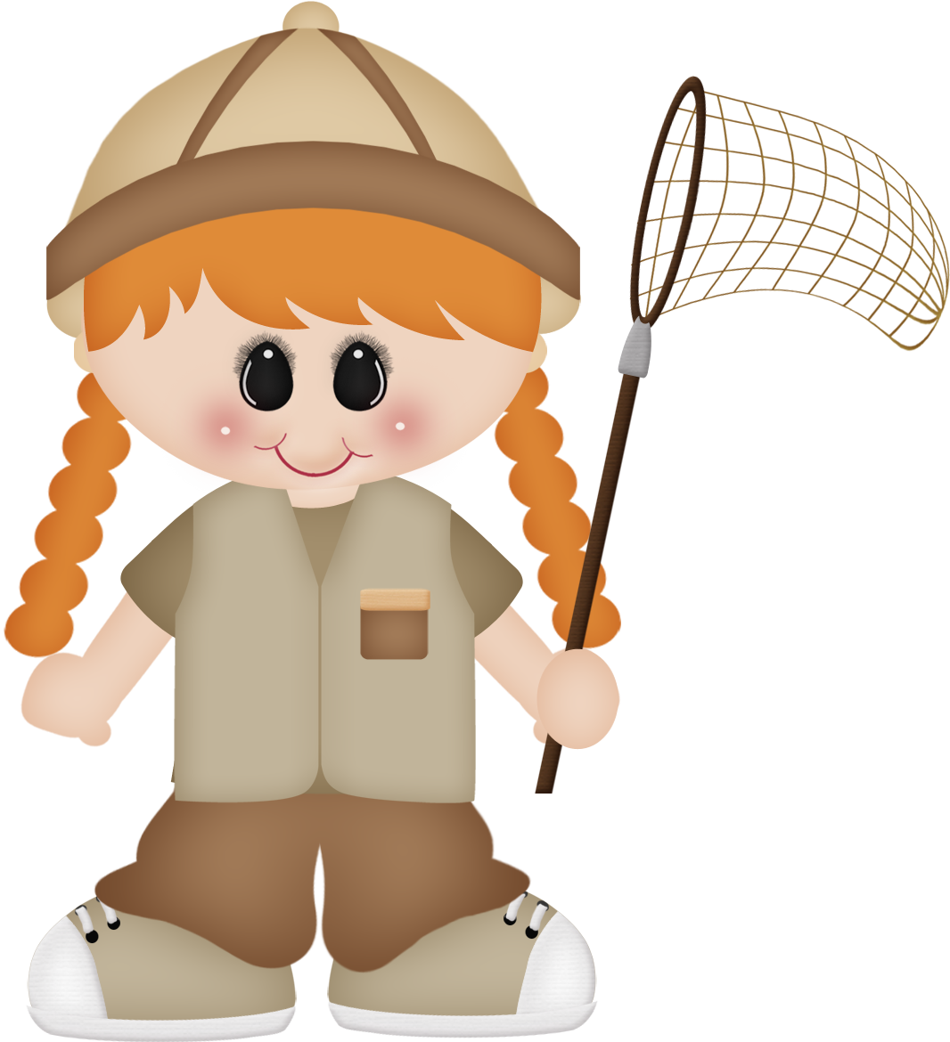 Red Haired Girl With Net - Explorador Clipart (1066x1170)