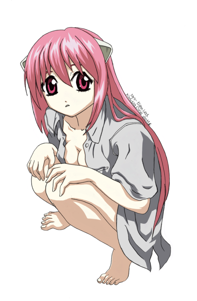 Top Ten Chicas Anime - Elfen Lied Nyu Fan Art (762x1048)