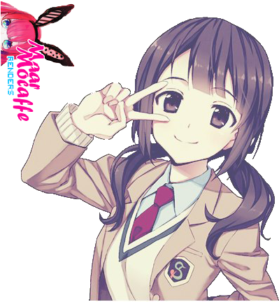 Girl Cute - Anime Girl V Sign (475x432)