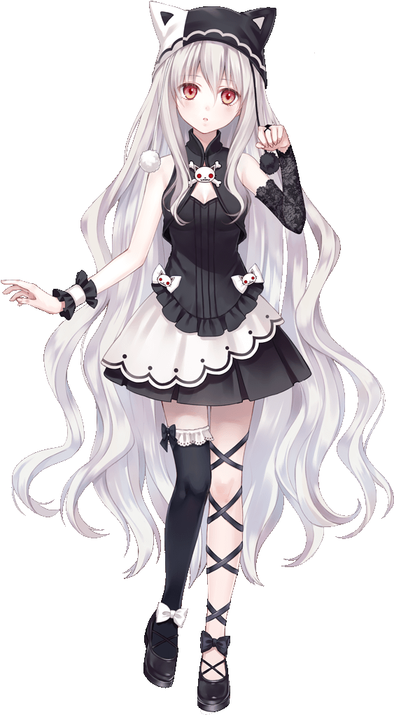 chicas anime  black and white haired anime girl  700x1100