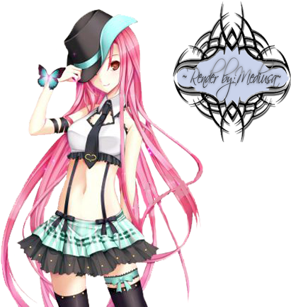 Aquí Un Ejemplo A Lo Que Me Refiero - Pink Anime Hair Girl With Pink Eyes (674x433)