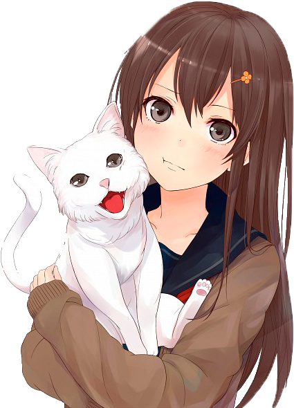 Humana - - Cute Anime Girls With Brown Hair And Brown Eyes (435x589)