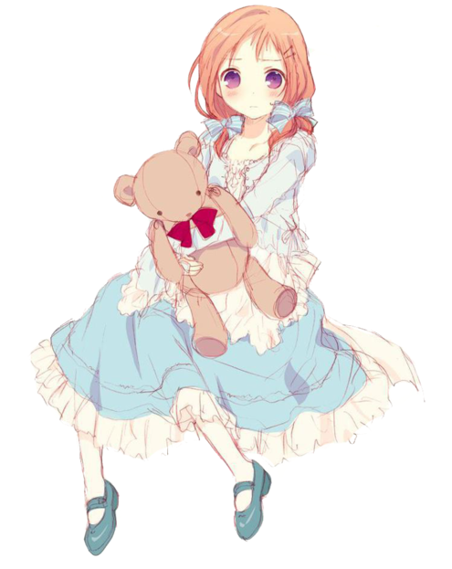 Comment - Anime Girl With Teddy Bear (500x634)
