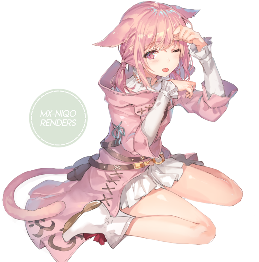 [render] Neko Anime Girl By Mx-niqo - Pink Anime Girl Fantasy (910x878)