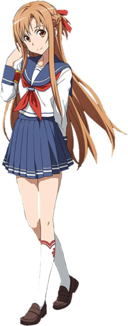 School Girl Asuna Render By Thegothamguardian - Anime Characters In Sailor Outfits (527x1144)