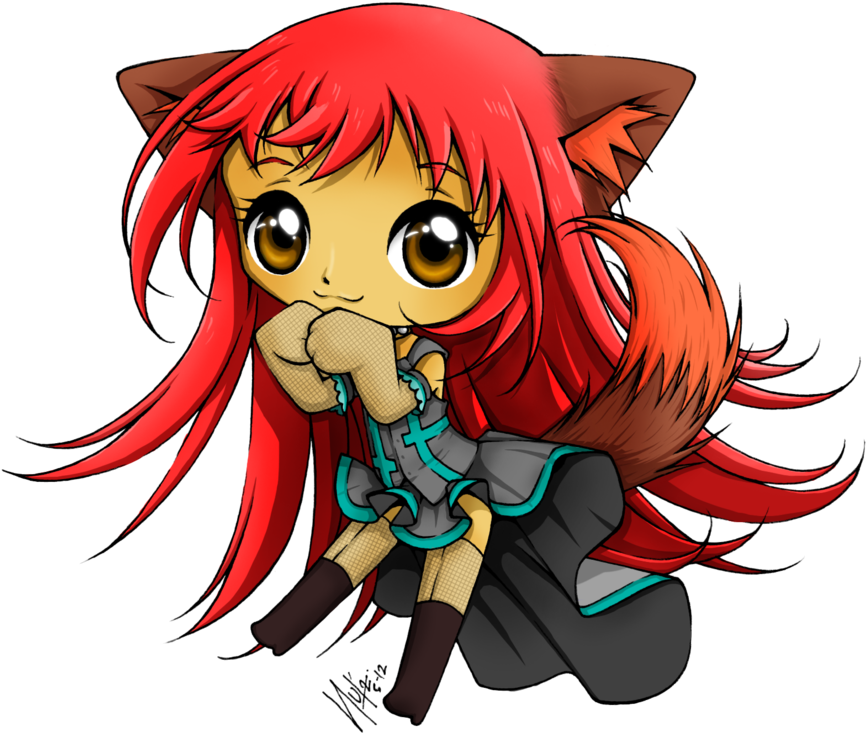 Chibi Anime Fox Girl For Kids - Foxgirl Png (900x841)