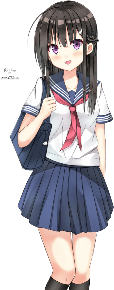 Render 34 Anime Girl - 動漫 的 制服 少女 (637x1253)