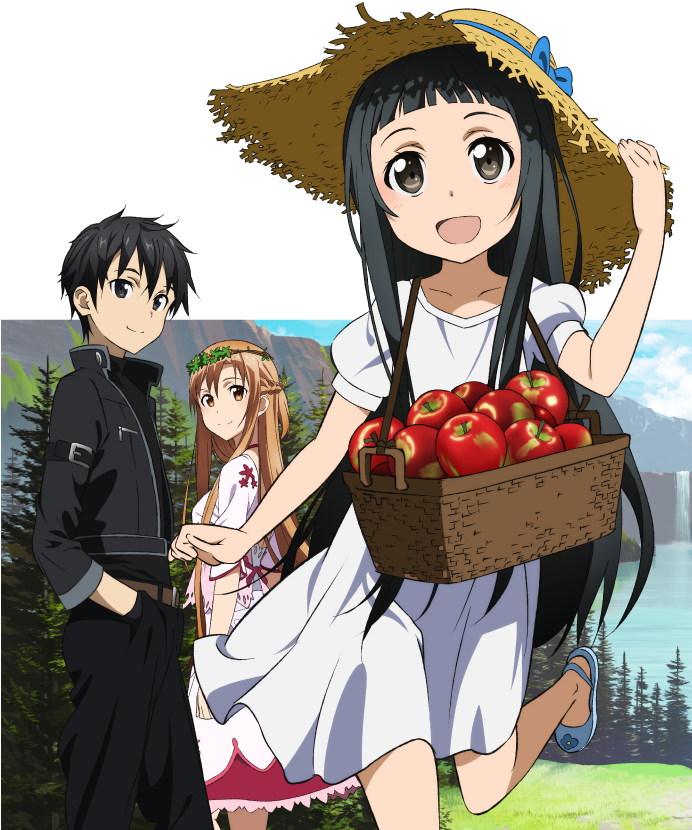 Sword Art Online Kirito Asuna And Yui (691x1050)