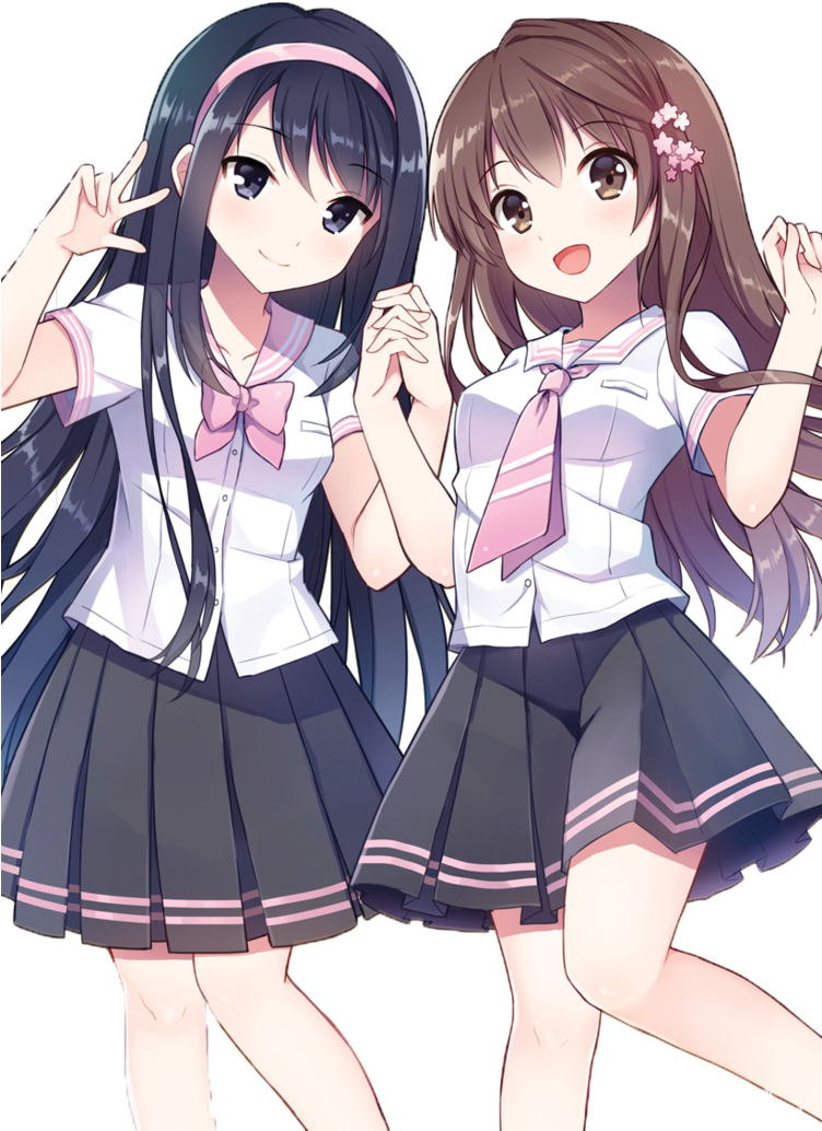 Png Anime - Cute Anime Girl Couples (751x1063)